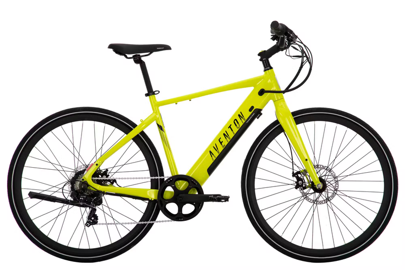A bright yellow bike with a high bar